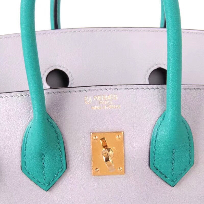Hermes Special Order Bi-Colour 8U Bleu Glacier  / 7V Lagon Birkin 30 cm Epsom Palladium  Hardware