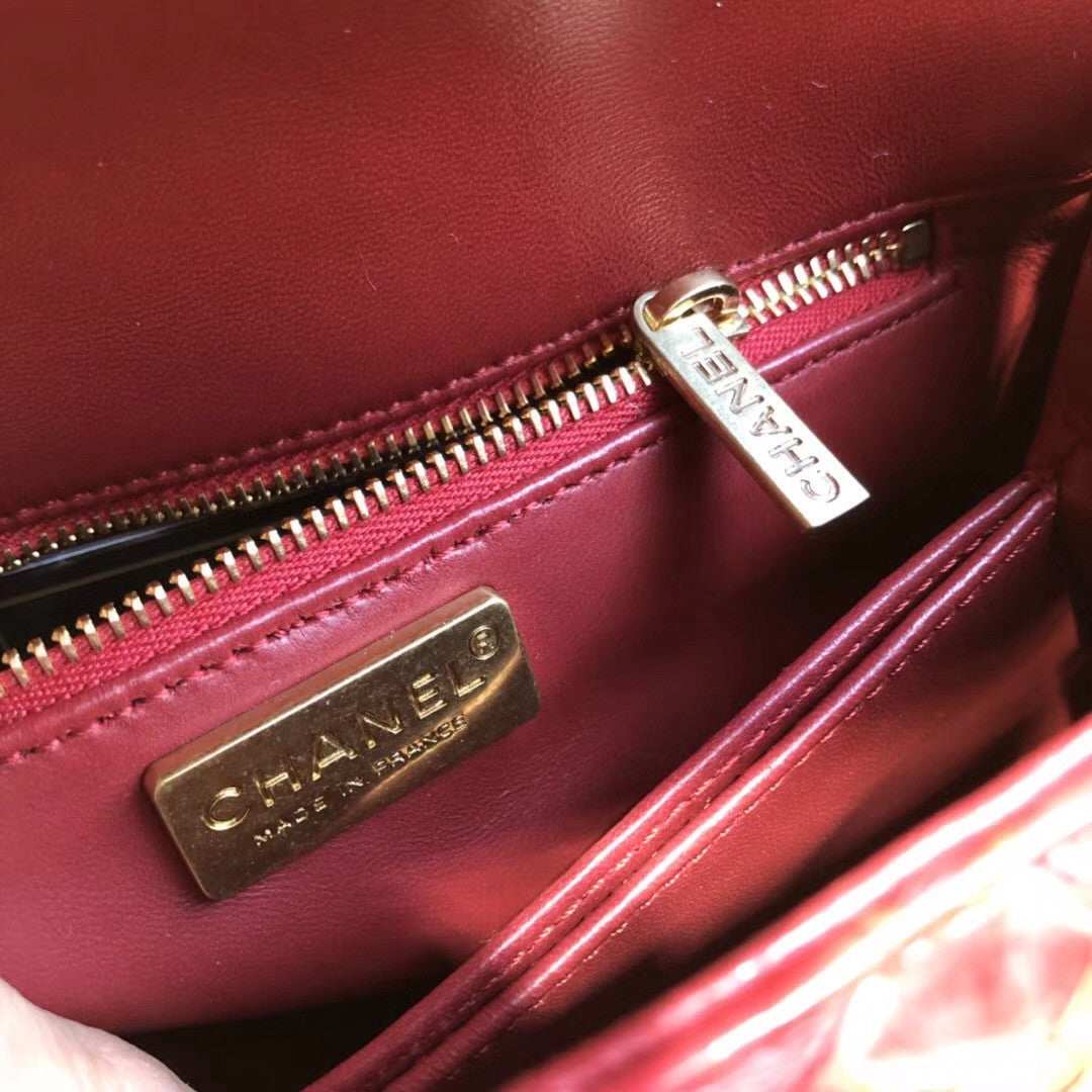 Chanel Red Python Flap Bag with top handle