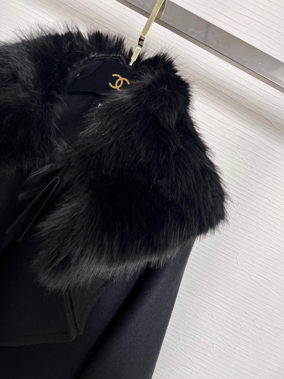 Saint Laurent OVERSIZE COAT IN WOOL FELT AND ANIMAL-FREE FUR