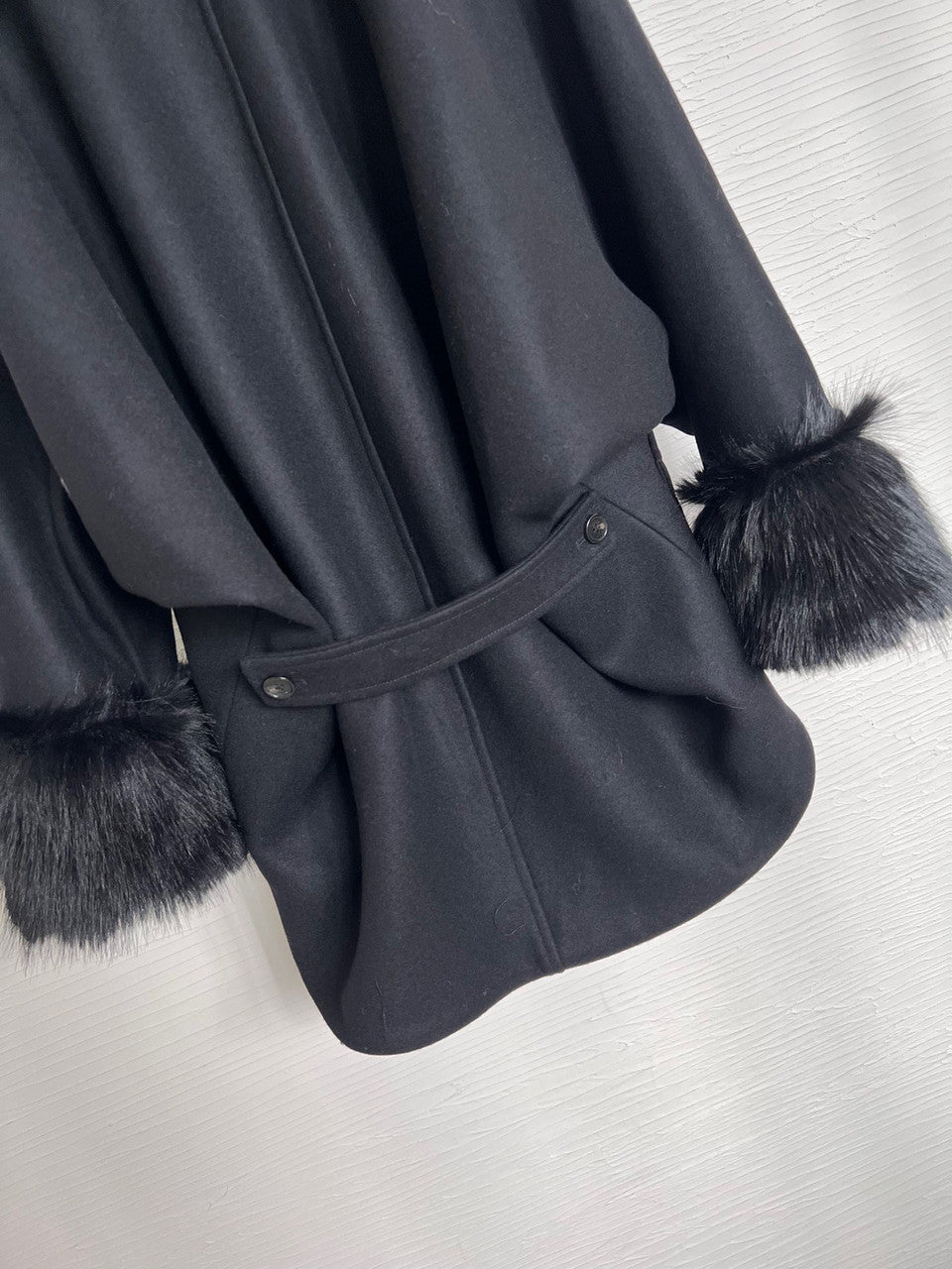 Saint Laurent OVERSIZE COAT IN WOOL FELT AND ANIMAL-FREE FUR