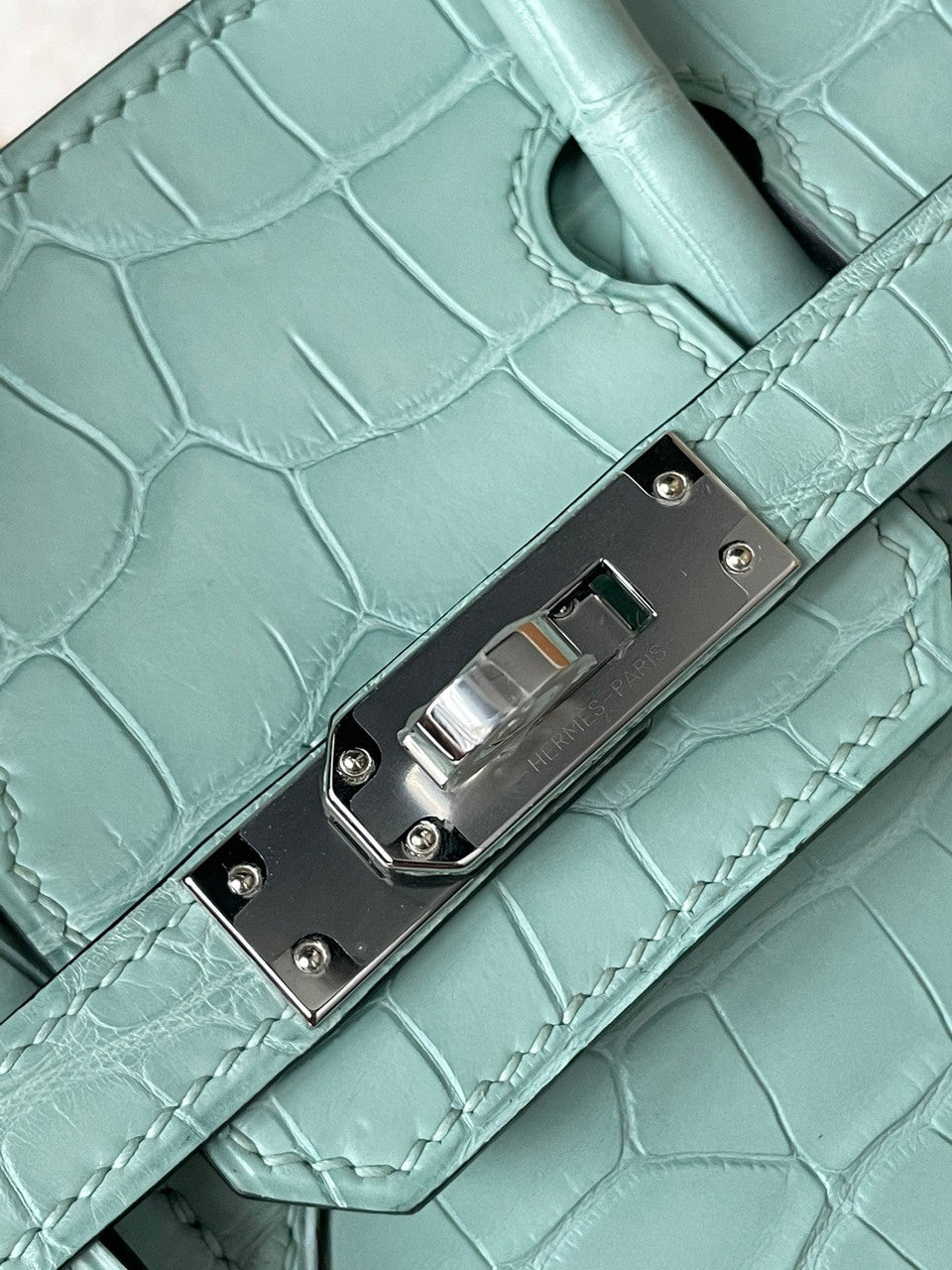 Hermes Birkin 25cm 6W Menthe Matte Alligator  with Palladium hardware