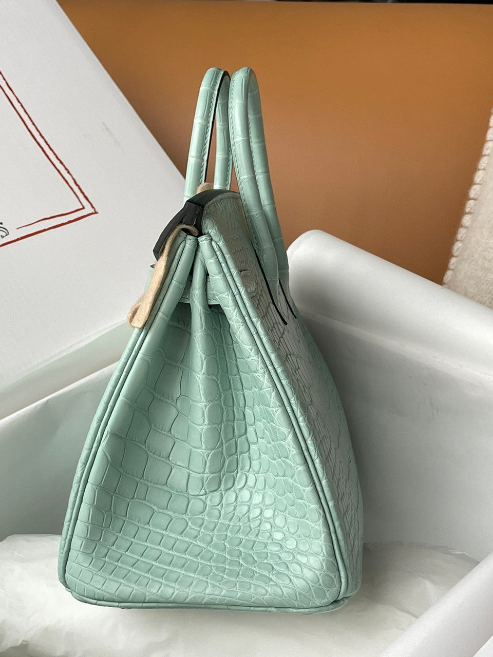 Hermes Birkin 25cm 6W Menthe Matte Alligator  with Palladium hardware