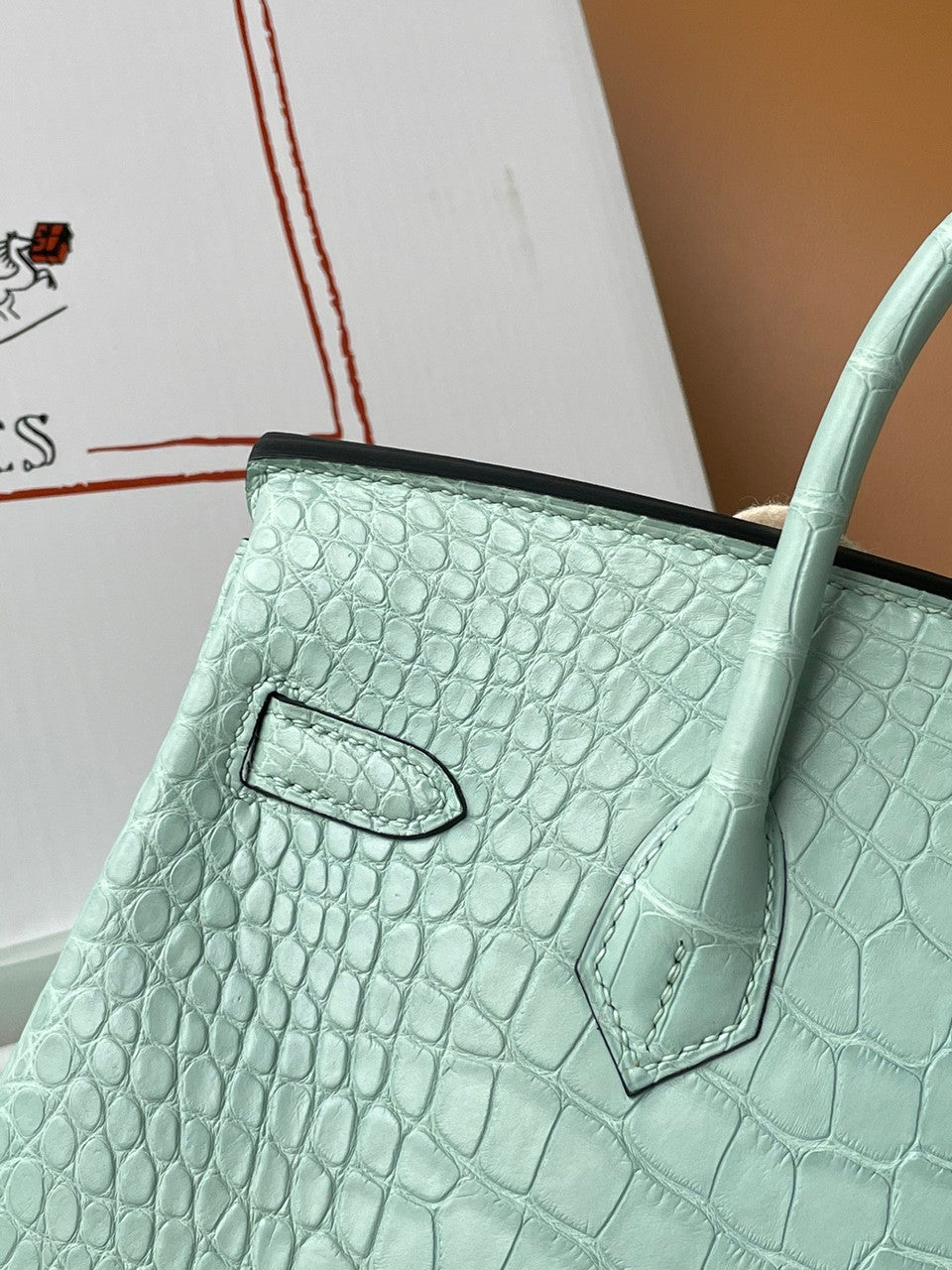 Hermes Birkin 25cm 6W Menthe Matte Alligator  with Palladium hardware