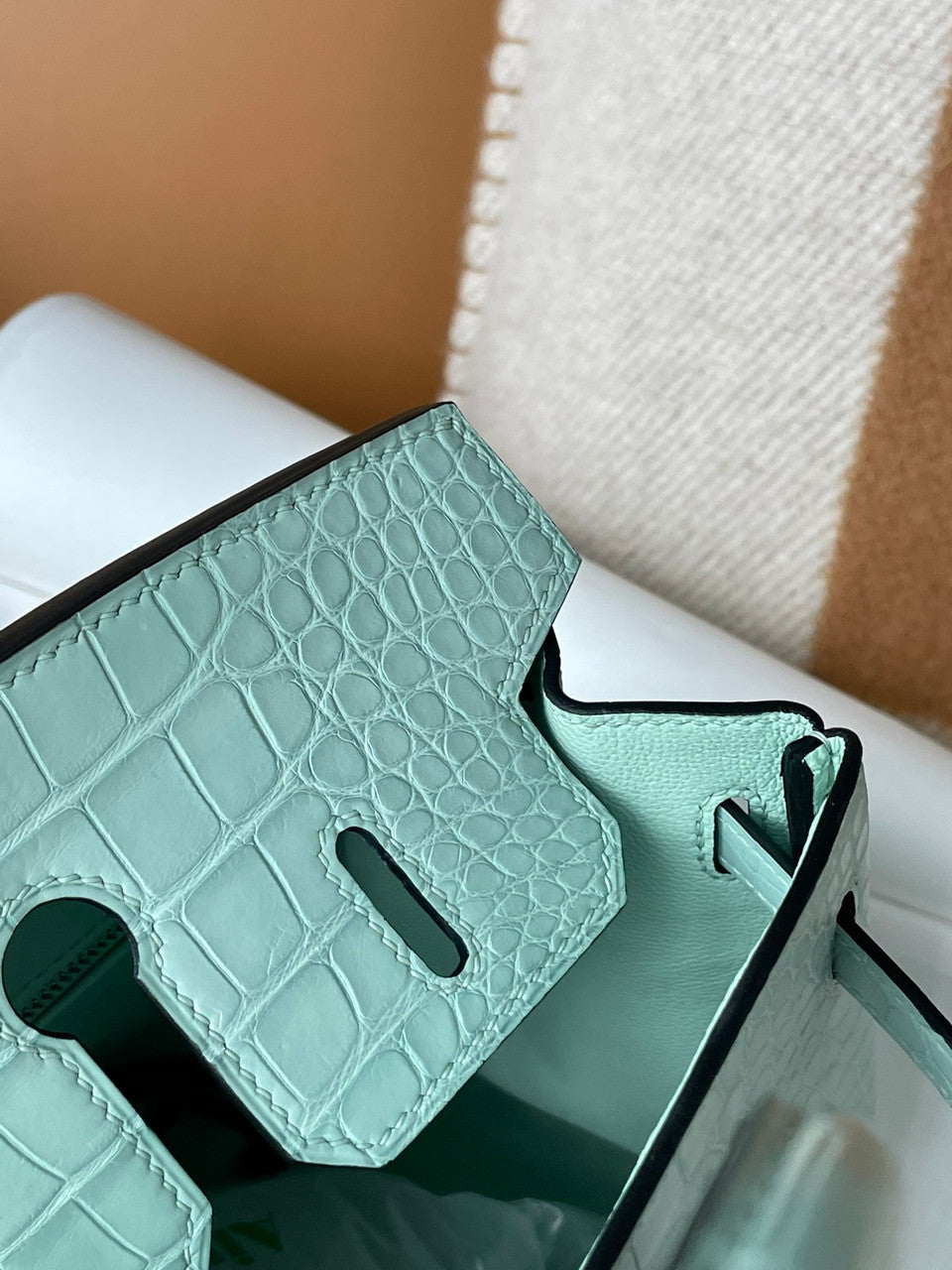 Hermes Birkin 25cm 6W Menthe Matte Alligator  with Palladium hardware