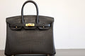 HERMES BIRKIN 30 BAG MATT BLACK ALLIGATOR GOLD HARDWARE