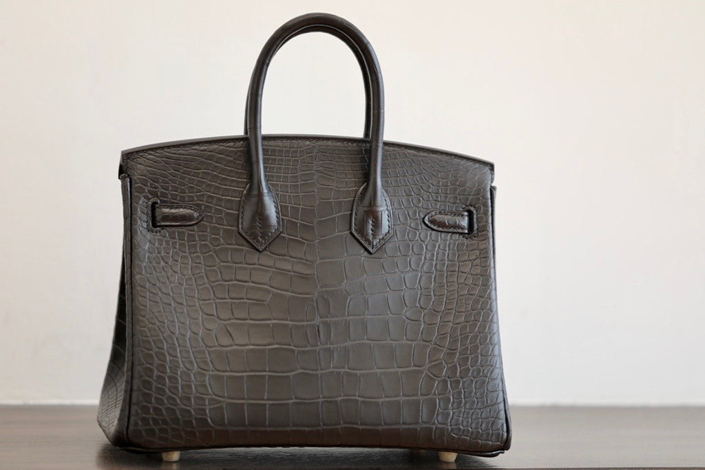 HERMES BIRKIN 30 BAG MATT BLACK ALLIGATOR GOLD HARDWARE