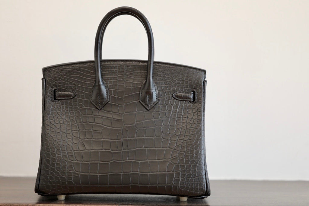 HERMES BIRKIN 30 BAG MATT BLACK ALLIGATOR GOLD HARDWARE