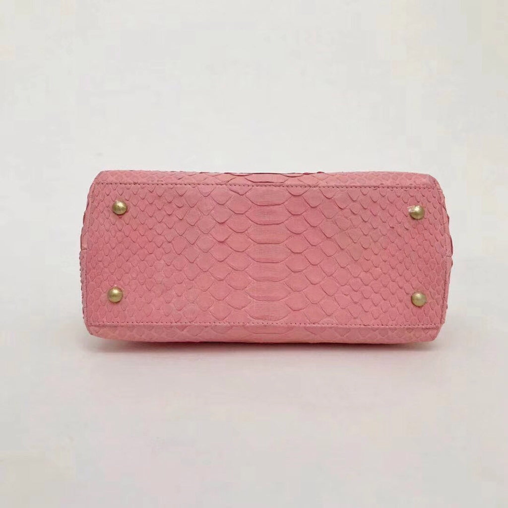 Chanel Small Pink Python Flap Bag With Top Handle