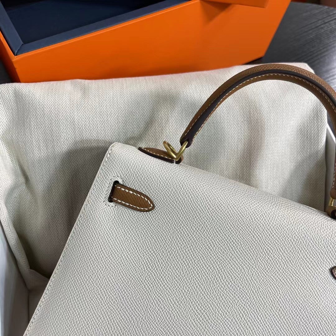 Hermes Special Order Craie/Gold Kelly 25 cm Epsom Gold Hardware