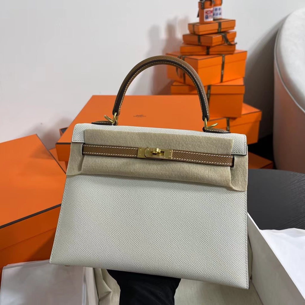 Hermes Special Order Craie/Gold Kelly 25 cm Epsom Gold Hardware