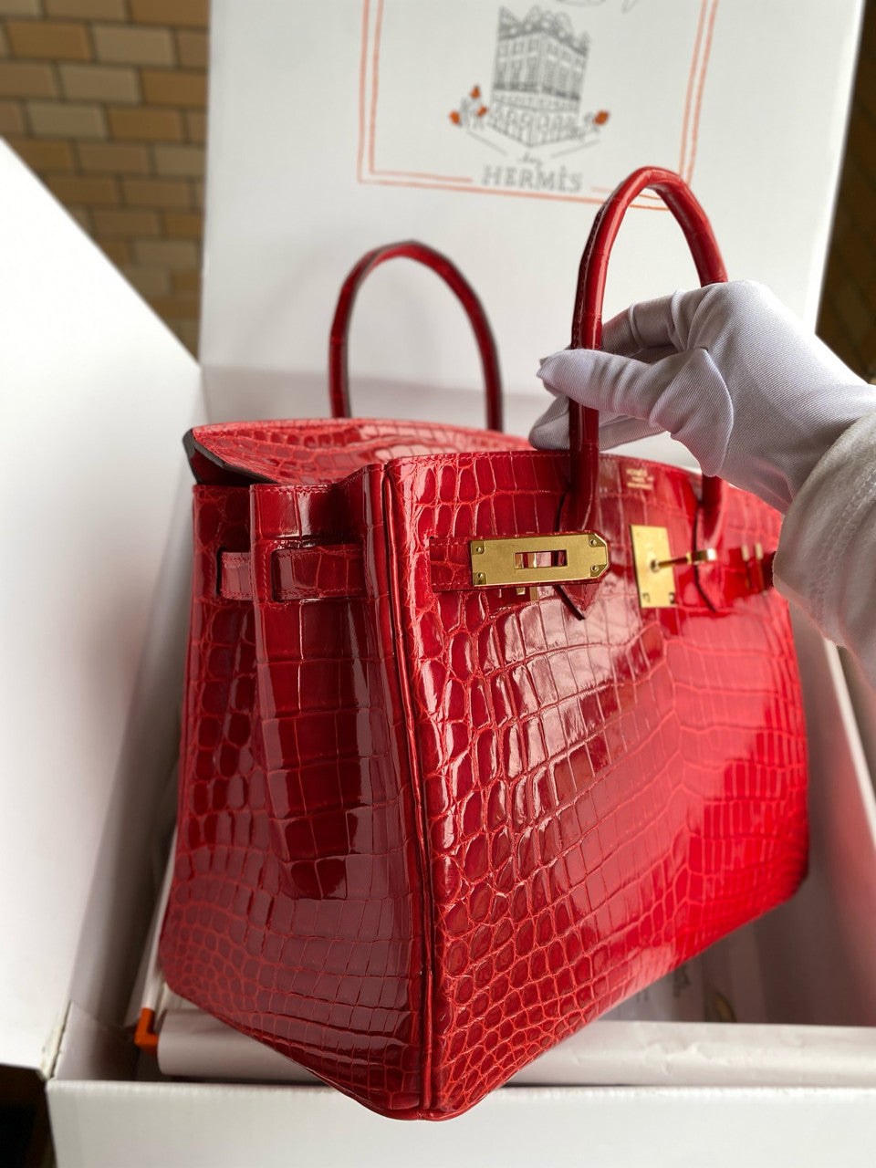Hermes Red Birkin 30 in Niloticus Crocodile with Gold hardware