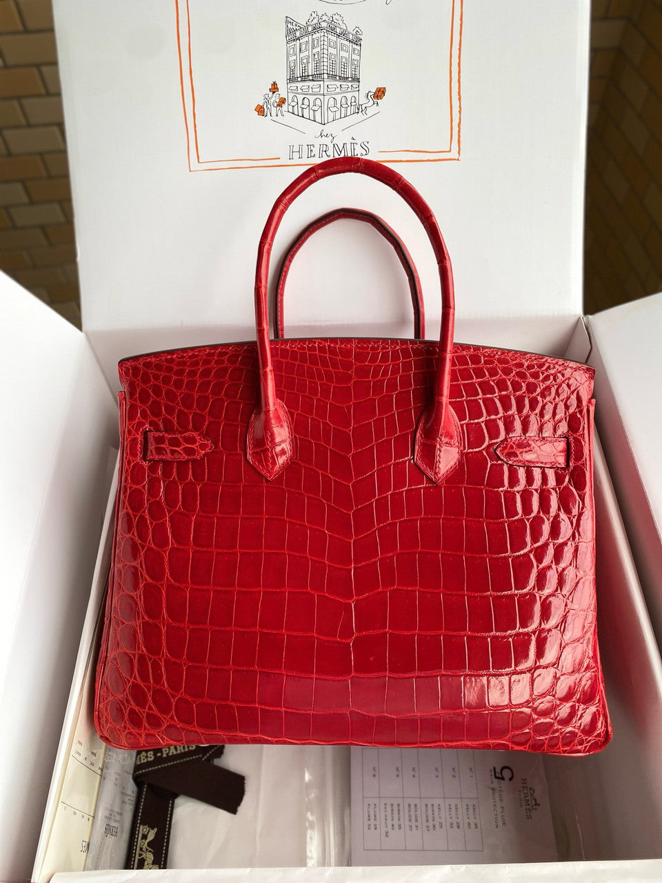 Hermes Red Birkin 30 in Niloticus Crocodile with Gold hardware