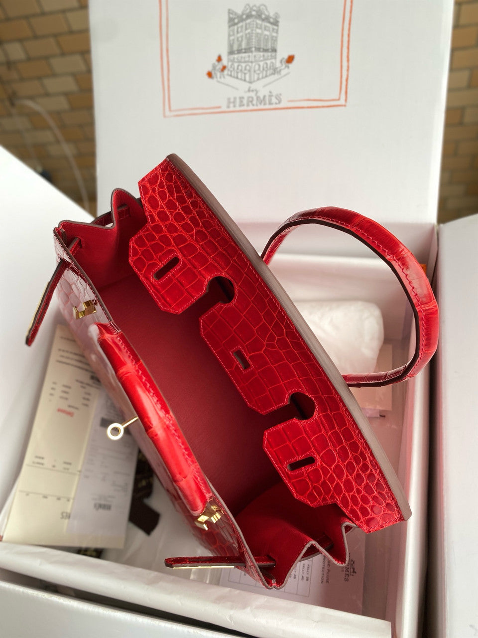 Hermes Red Birkin 30 in Niloticus Crocodile with Gold hardware