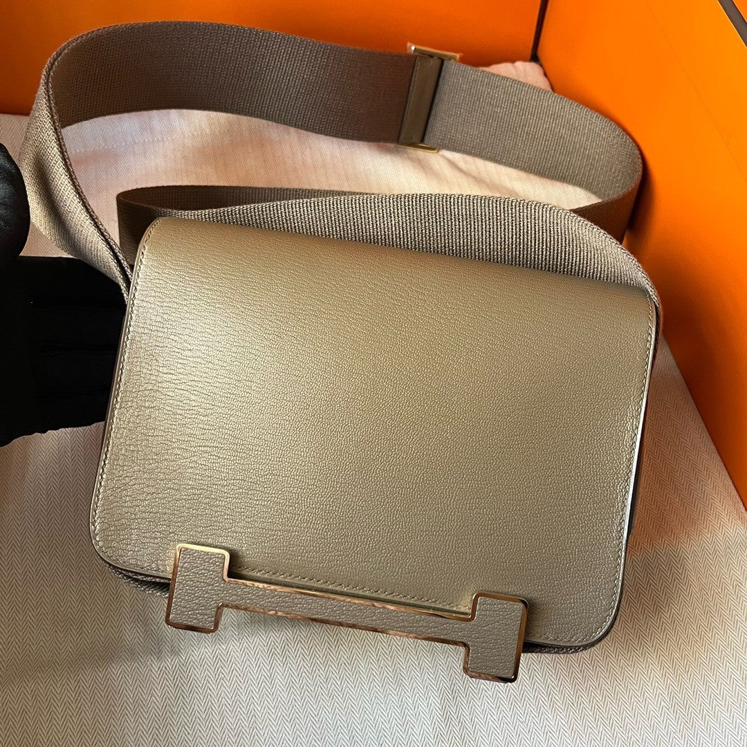 Hermès Geta Etoupe Chevre Gold Hardware