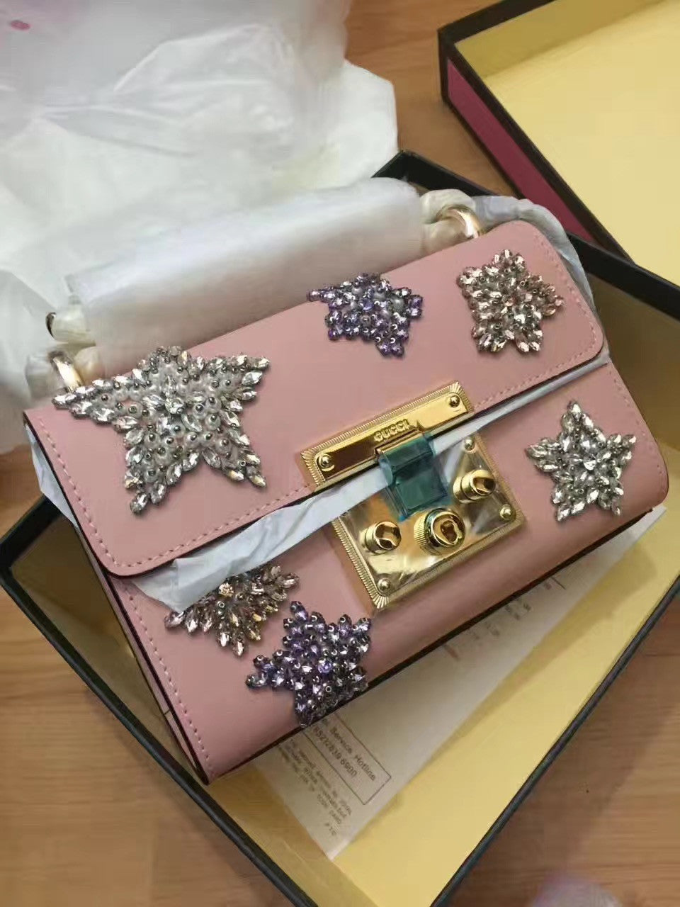 Gucci Limited Edition Padlock embroidered leather shoulder bag