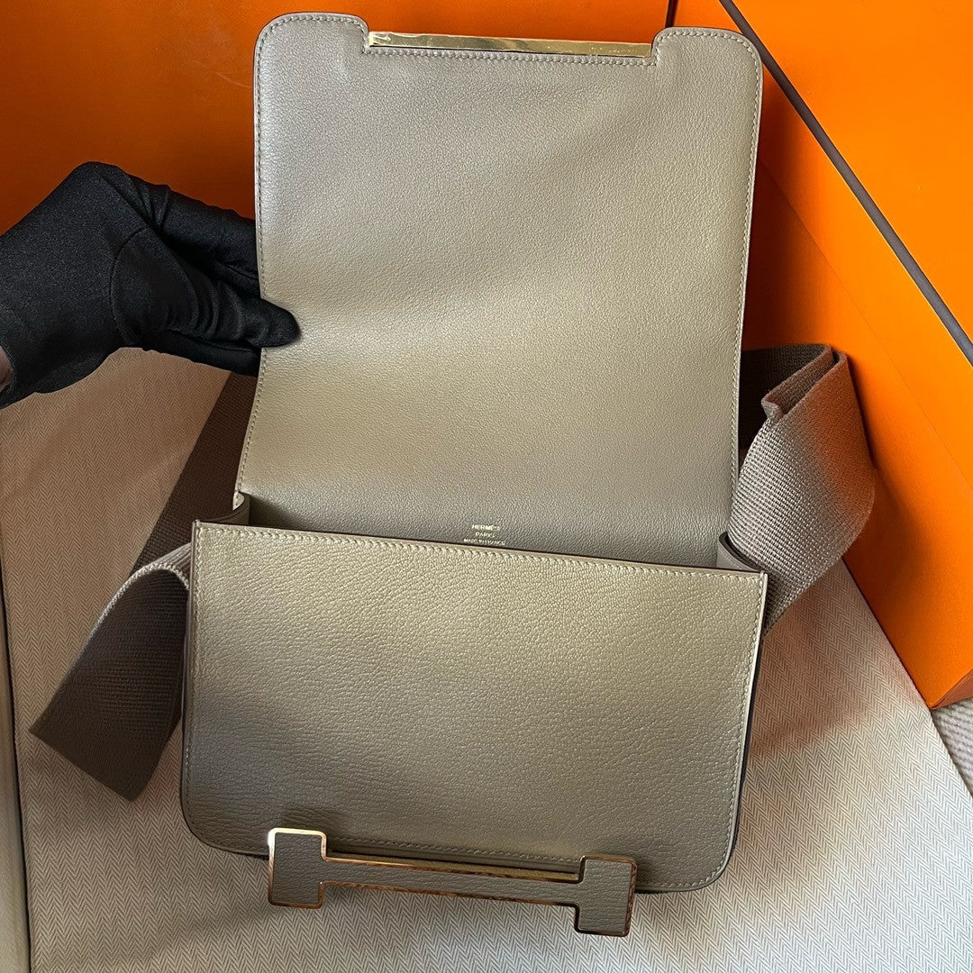 Hermès Geta Etoupe Chevre Gold Hardware
