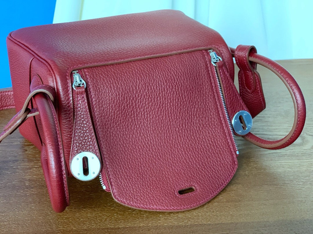 Hermes Mini Lindy 20cm Bag 4E Red Togo Leather Palladium Hardware