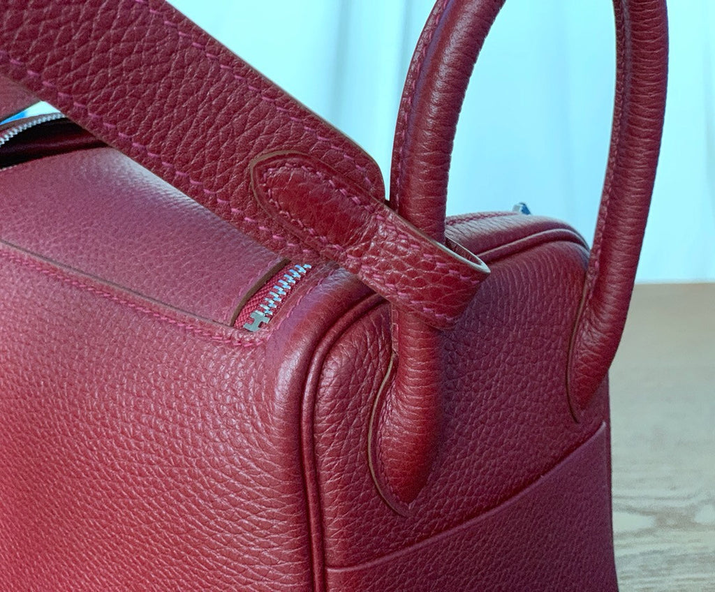 Hermes Mini Lindy 20cm Bag 4E Red Togo Leather Palladium Hardware