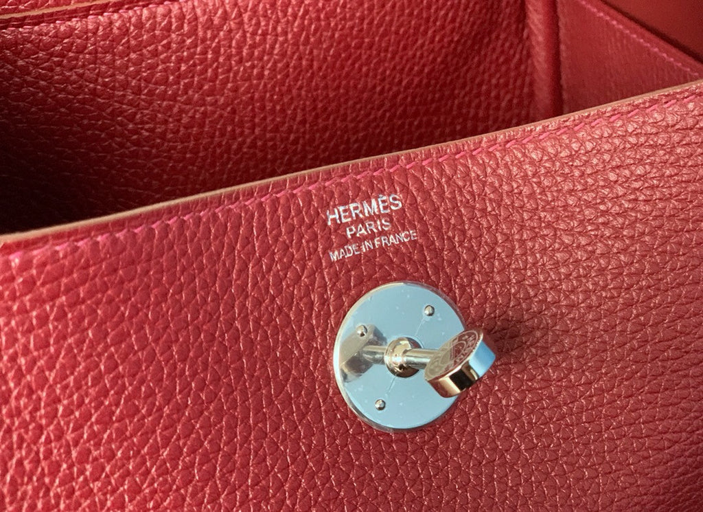 Hermes Mini Lindy 20cm Bag 4E Red Togo Leather Palladium Hardware
