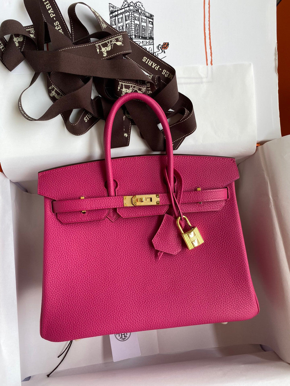 Hermes i6 Rose Extreme Birkin 25 cm Togo Gold Hardware