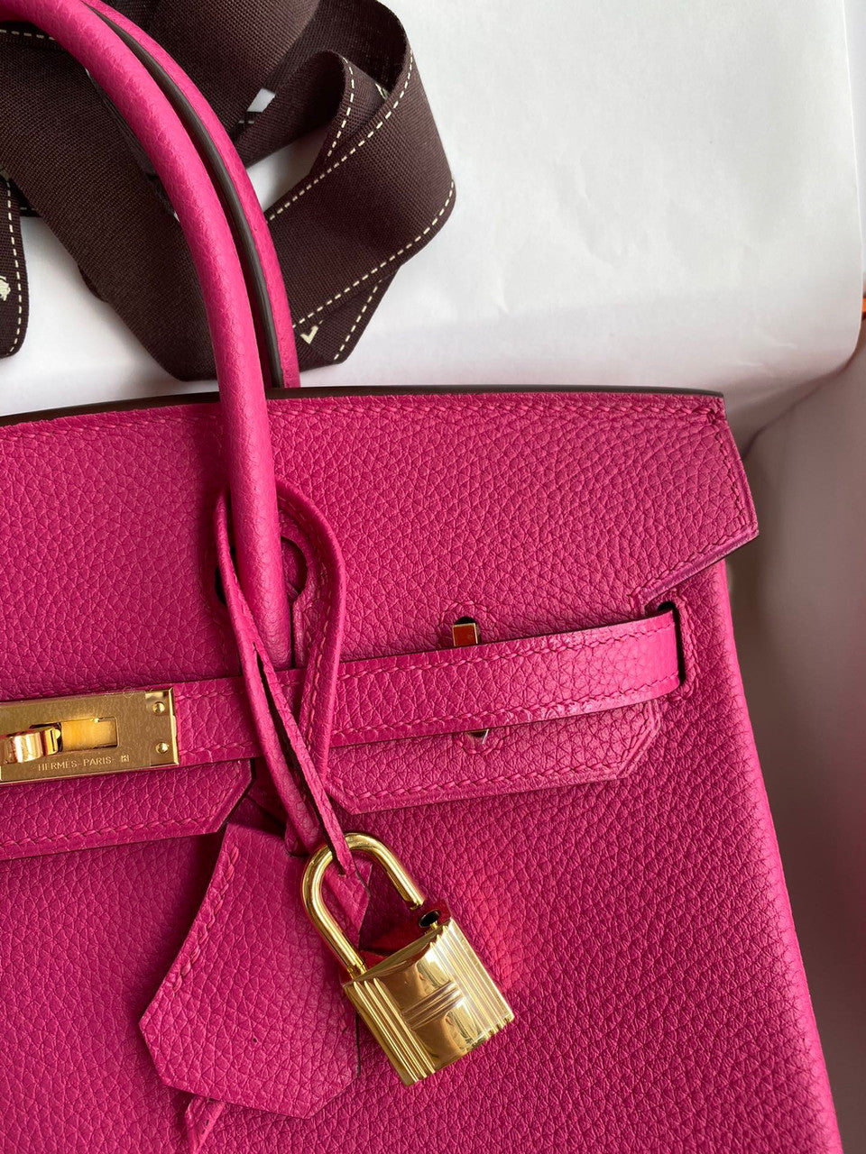 Hermes i6 Rose Extreme Birkin 25 cm Togo Gold Hardware