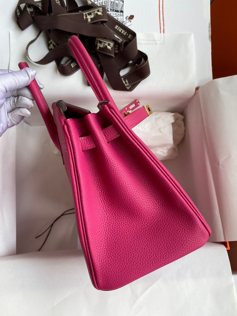 Hermes i6 Rose Extreme Birkin 25 cm Togo Gold Hardware
