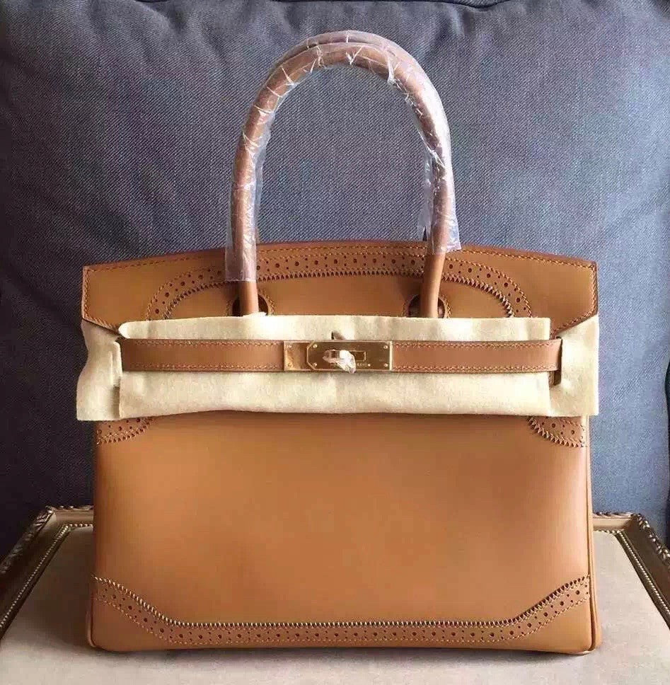 Hermes Limited Edition Noisette Ghillie Birkin 30cm Togo Gold Hardware
