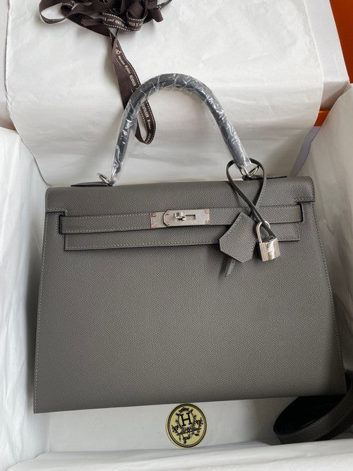 Hermès Stain Sellier Kelly 32  Epsom Palladium Hardware