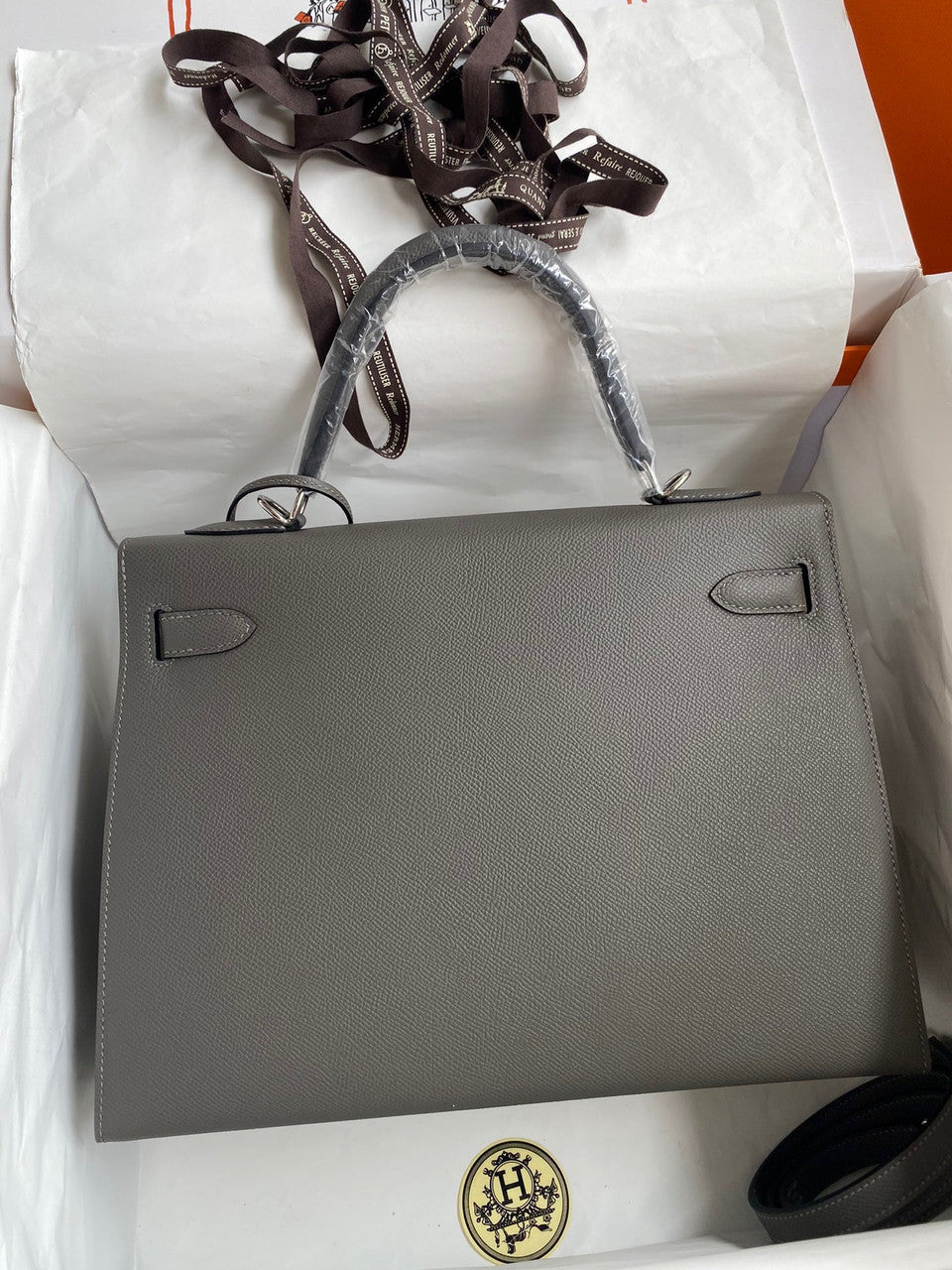 Hermès Stain Sellier Kelly 32  Epsom Palladium Hardware