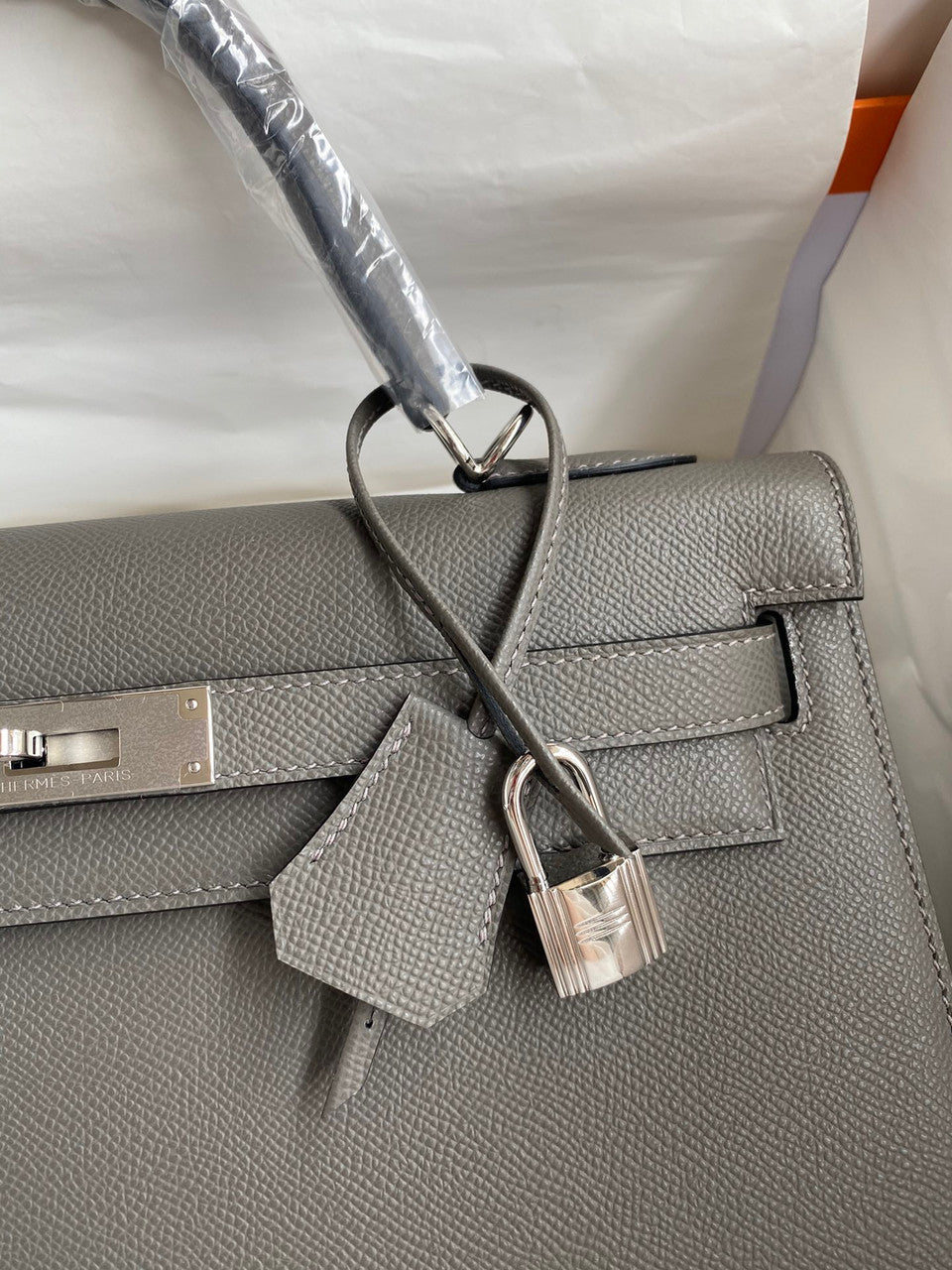 Hermès Stain Sellier Kelly 32  Epsom Palladium Hardware