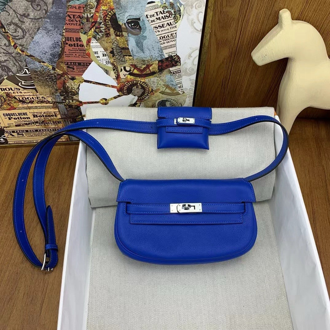 Hermès Kelly Moove Blue Electric Swift Palladium Hardware