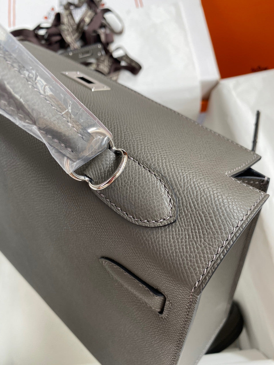 Hermès Stain Sellier Kelly 32  Epsom Palladium Hardware
