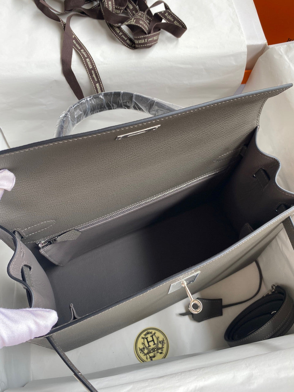 Hermès Stain Sellier Kelly 32  Epsom Palladium Hardware
