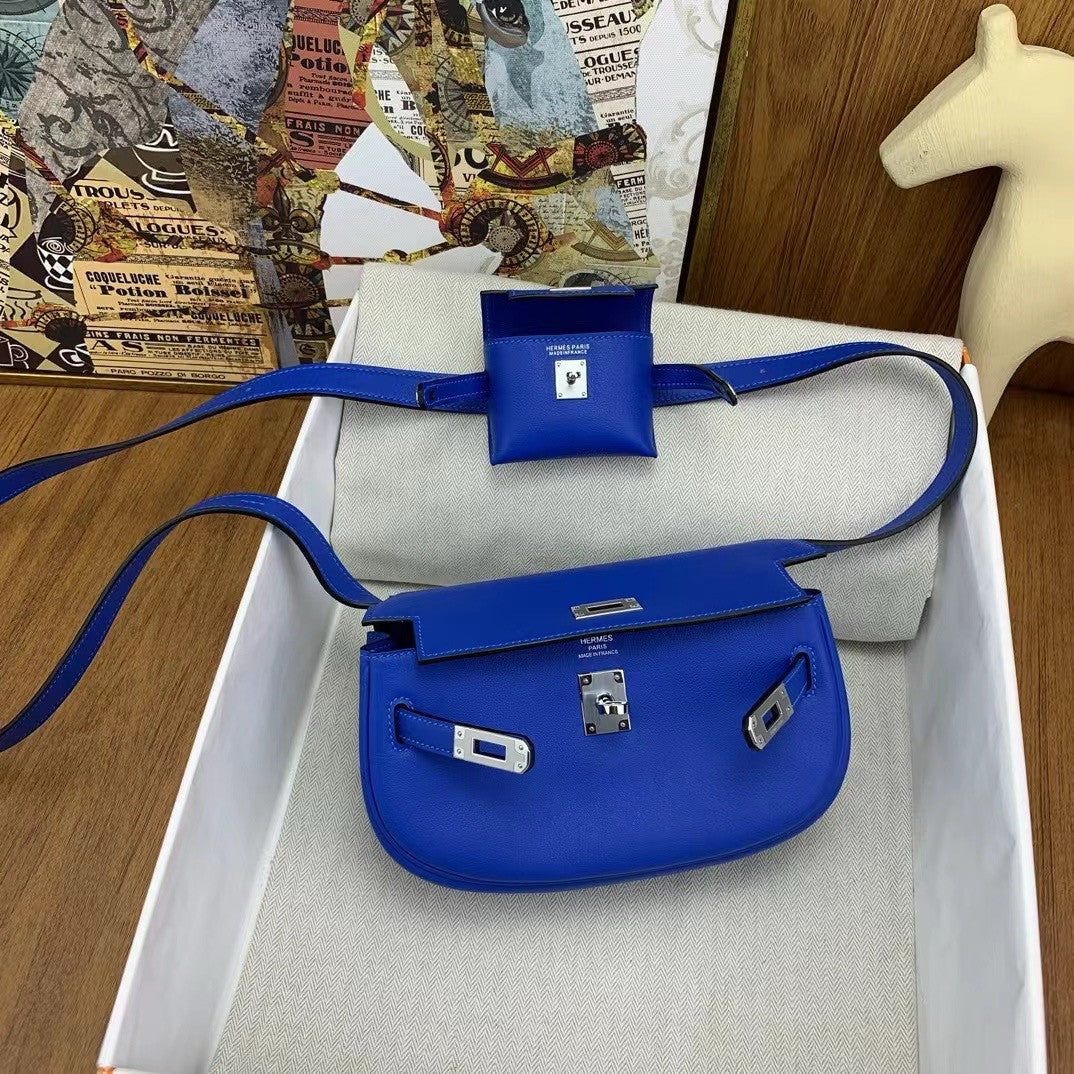 Hermès Kelly Moove Blue Electric Swift Palladium Hardware