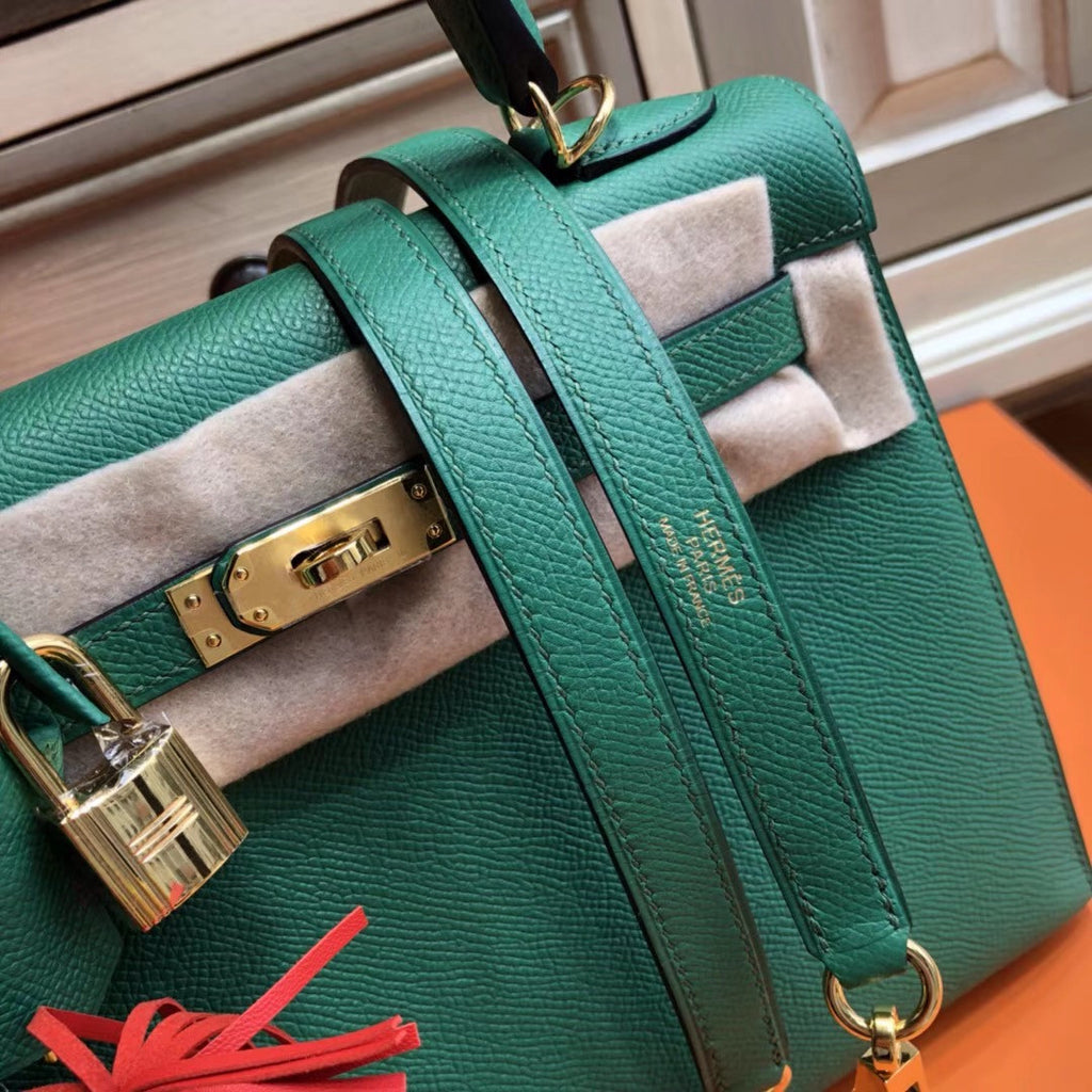 Hermes U4 Vert vertigao  Kelly 25 cm Epsom Gold Hardware