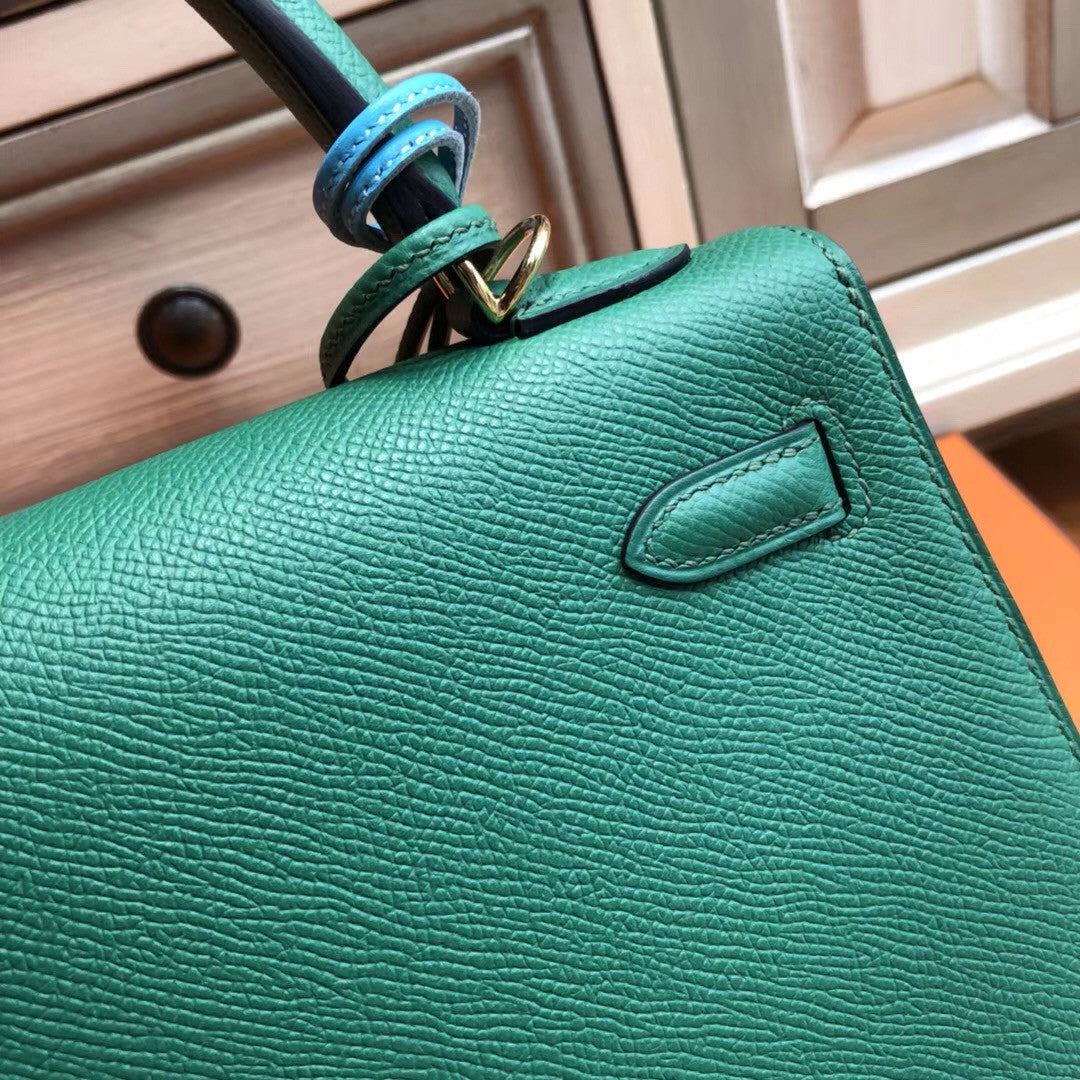 Hermes U4 Vert vertigao  Kelly 25 cm Epsom Gold Hardware