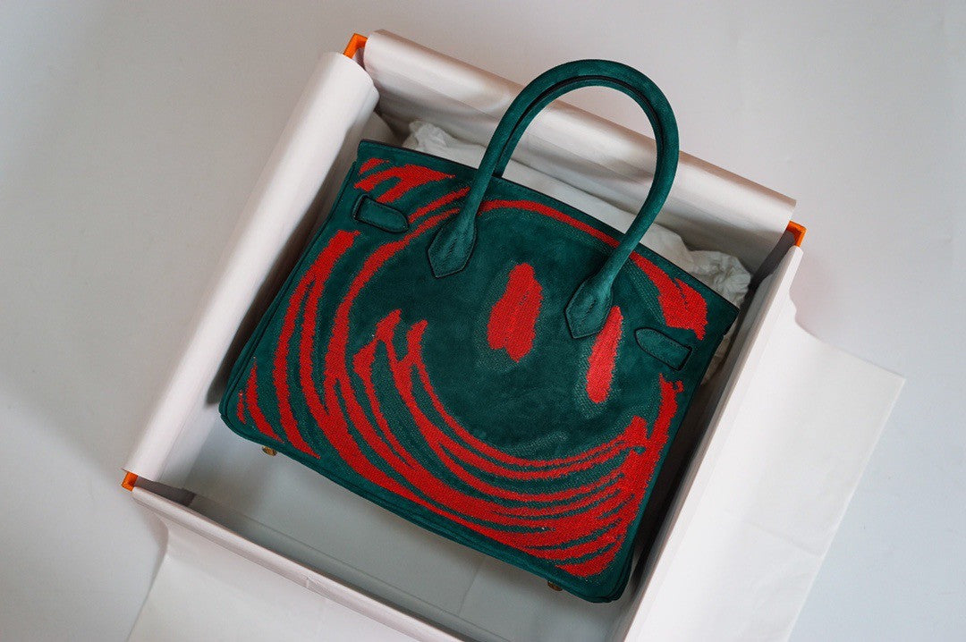 Hermès Birkin 35 Smiley Tote Bag Green