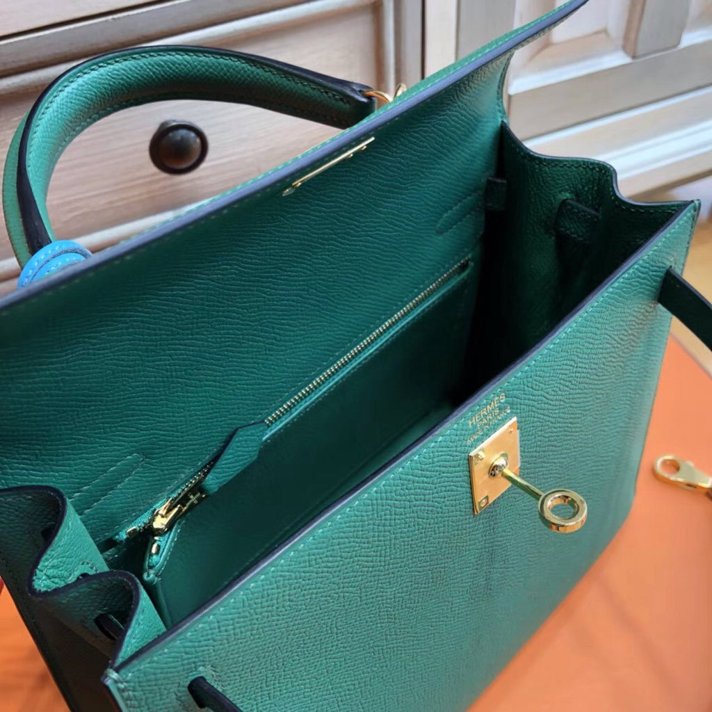 Hermes U4 Vert vertigao  Kelly 25 cm Epsom Gold Hardware