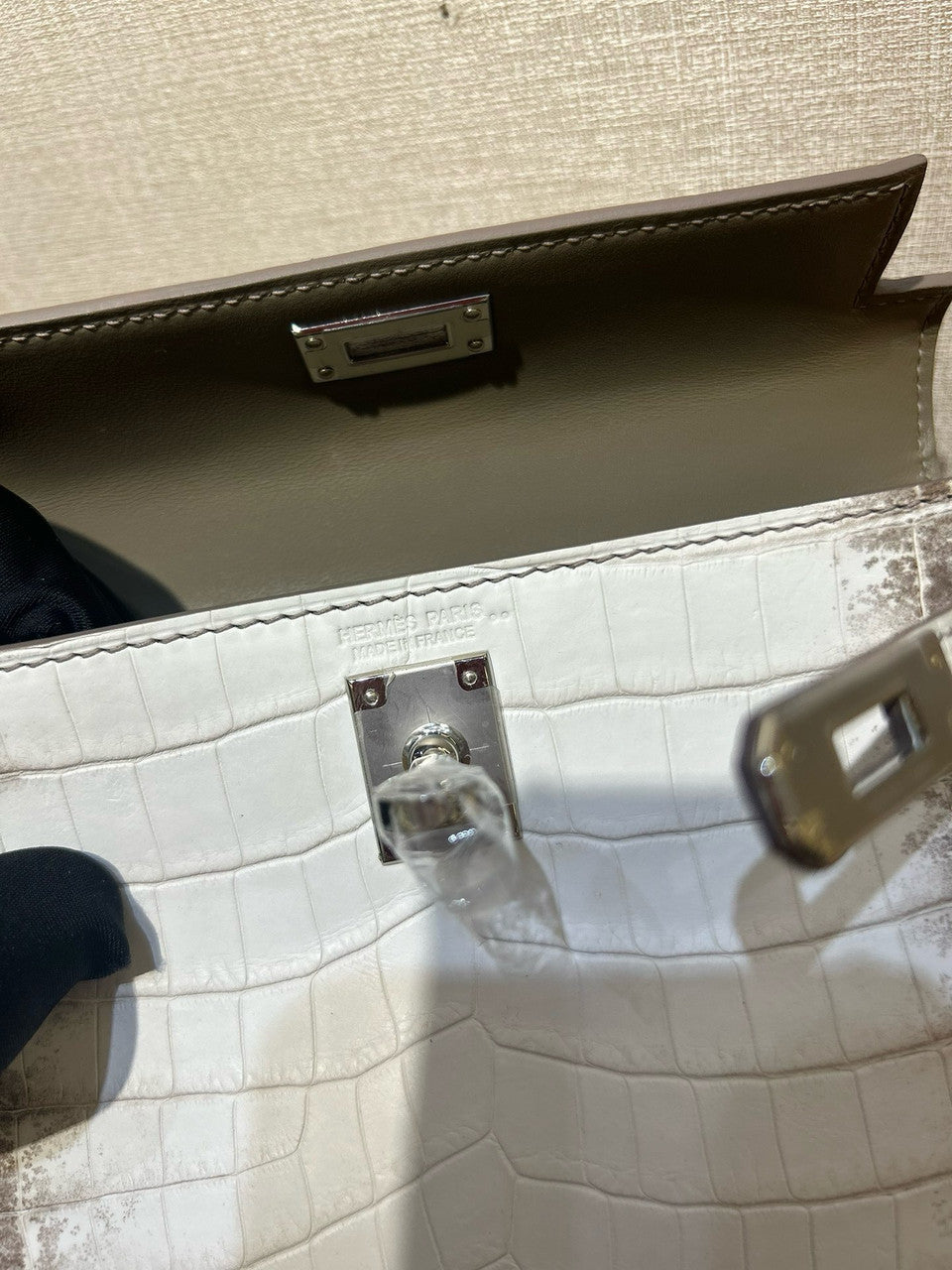 Hermès Himalaya Mini Kelly Niloticus Crocodile Palladium Hardware Hermes