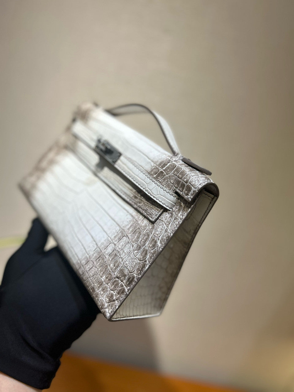 Hermès Matt Himalaya Alligator Kelly Pochette Palladium Hardware Hermes