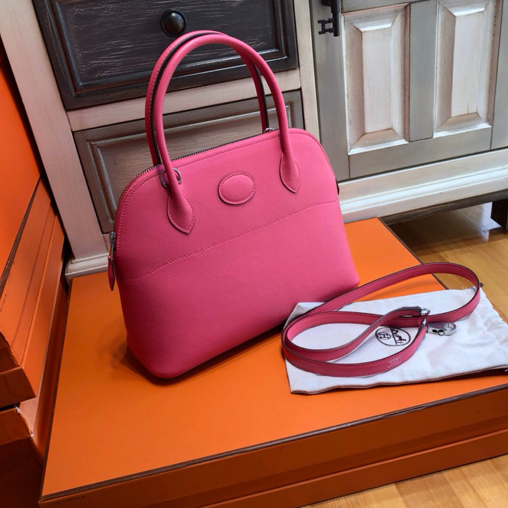 Hermes 8W Rose Azalee Bolide 27cm Bag Swift Leather