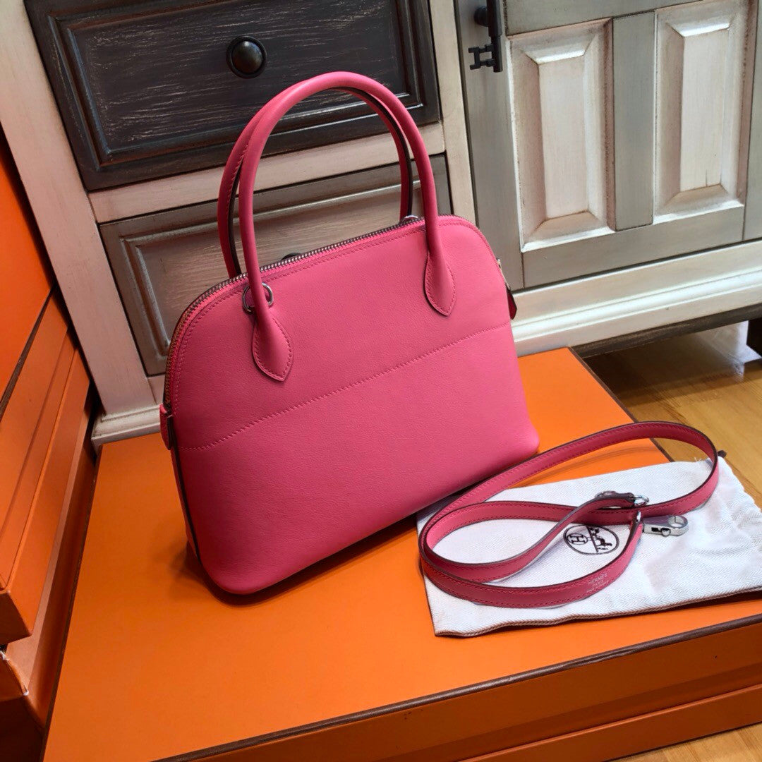 Hermes 8W Rose Azalee Bolide 27cm Bag Swift Leather