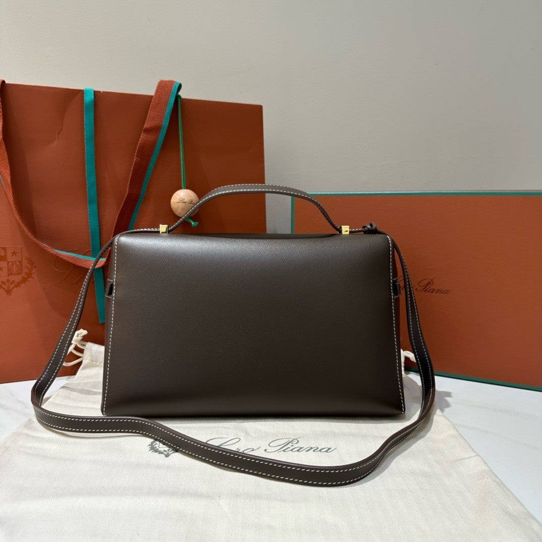 Loro Piana Extra Bag L27  Smooth Calfskin Dark Chocolate