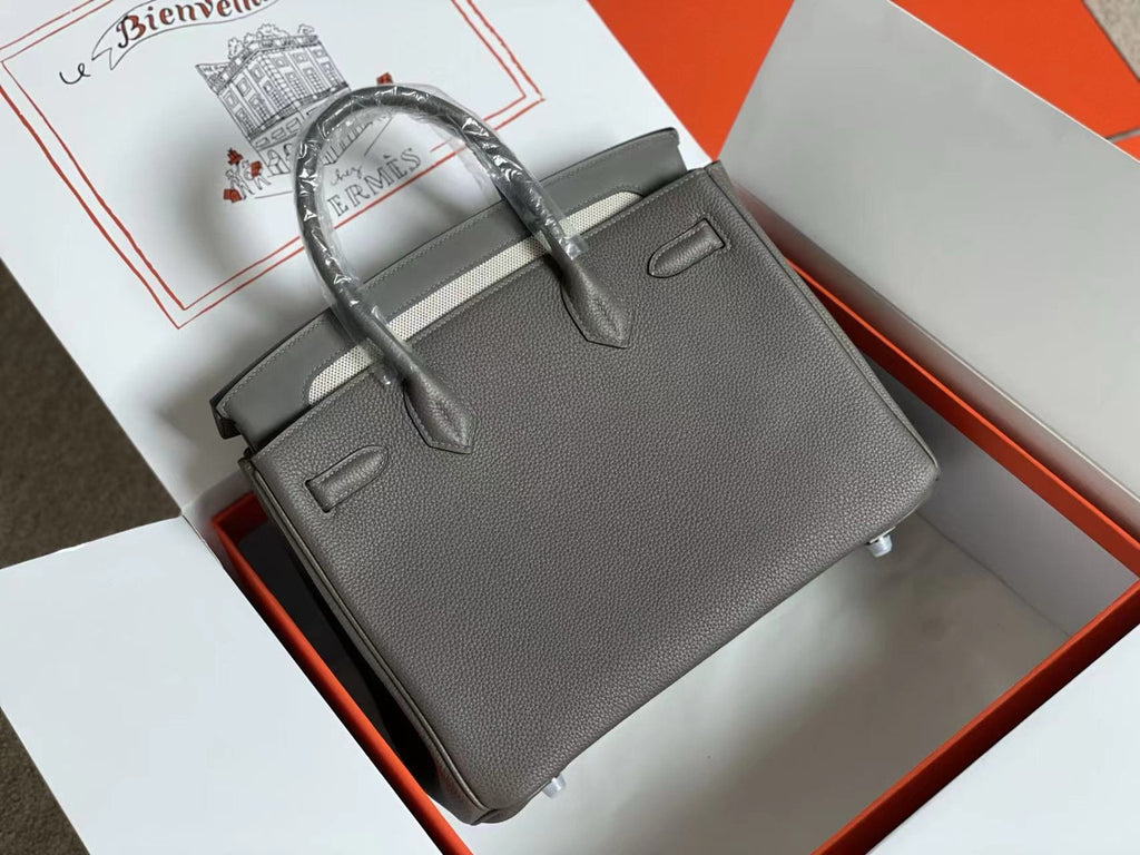 Hermès 3 En 1 Birkin 30 Etoupe Barenia Faubourg and Toile with Palladium Hardware