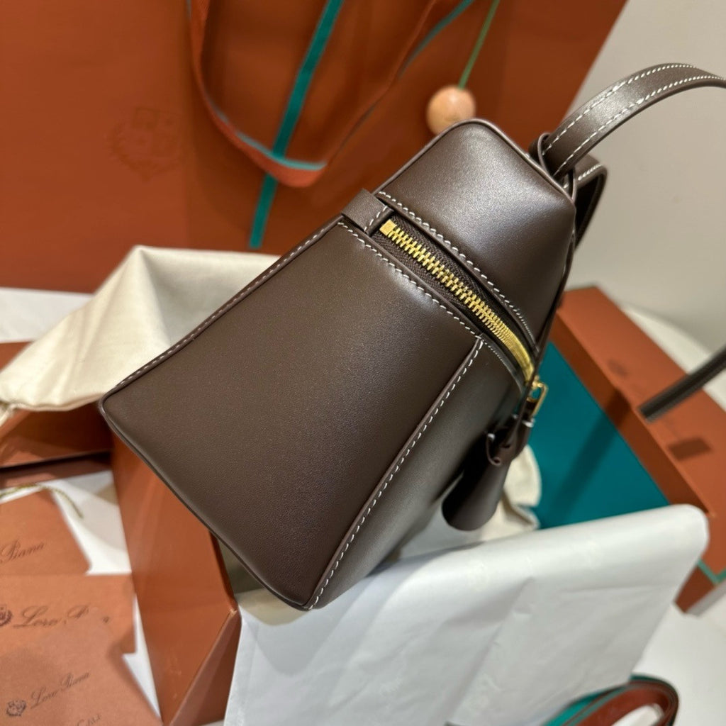 Loro Piana Extra Bag L27  Smooth Calfskin Dark Chocolate