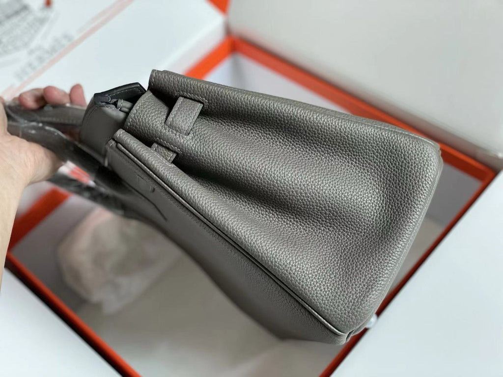 Hermès 3 En 1 Birkin 30 Etoupe Barenia Faubourg and Toile with Palladium Hardware