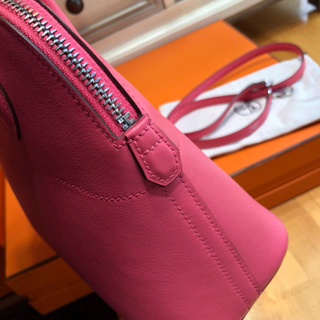 Hermes 8W Rose Azalee Bolide 27cm Bag Swift Leather