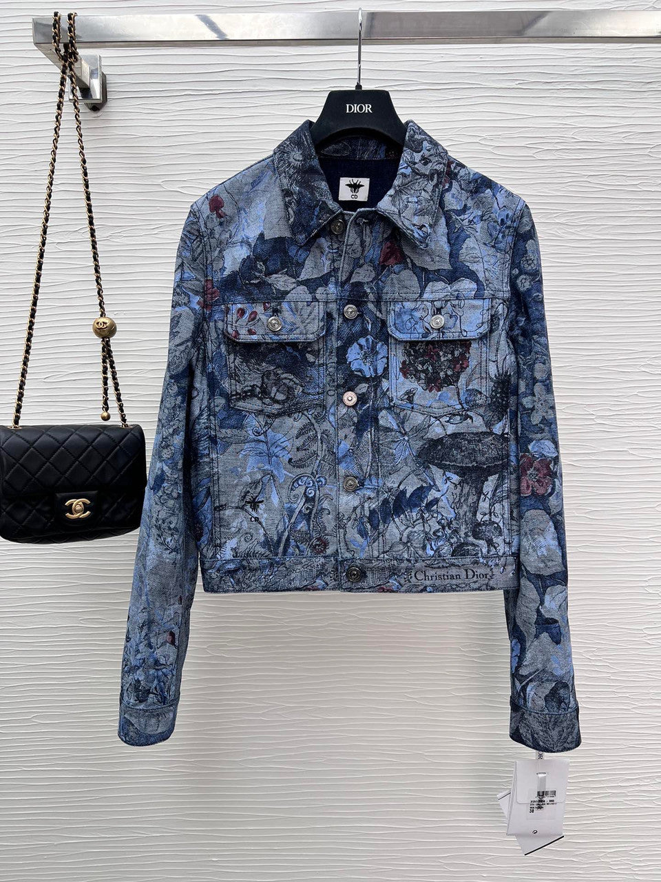 Christian Dior JACKET Blue Cotton Denim with Dior Jardin Magique Motif