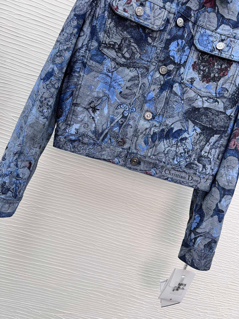 Christian Dior JACKET Blue Cotton Denim with Dior Jardin Magique Motif