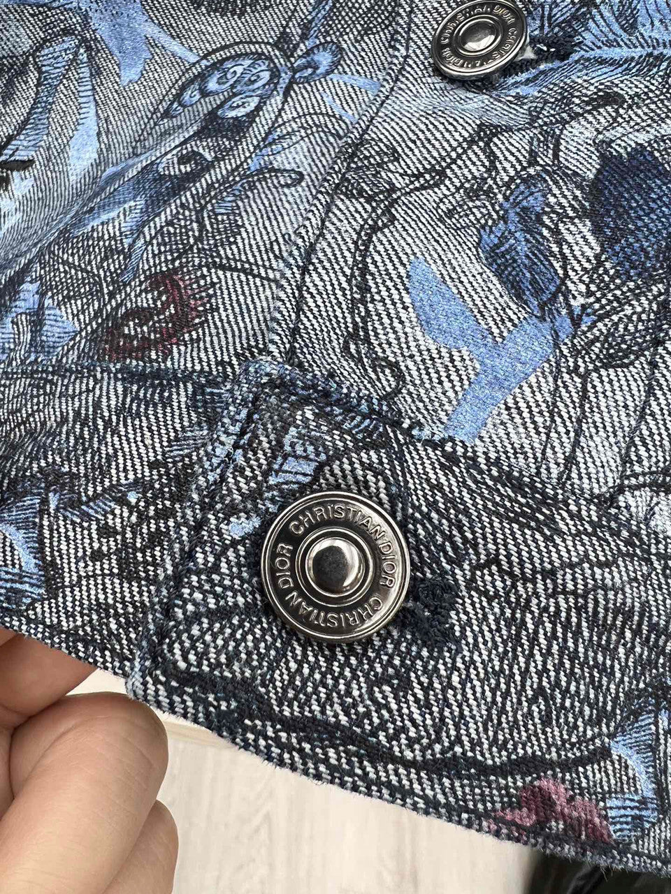 Christian Dior JACKET Blue Cotton Denim with Dior Jardin Magique Motif